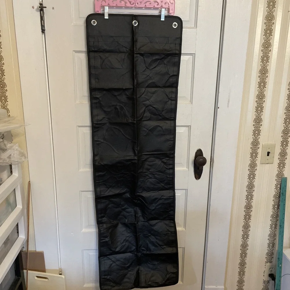 Black Hanging Back‎ of the Door Shoe Organizer Rack Two Rows Elastic Rope